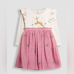 $46 MSRP NWOT Pink Reindeer Christmas Appliqué Tulle Party Dress sz 12-18 months